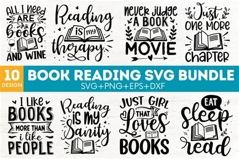 Book Reading Svg Bundle Collection Of Svgs For Book Lovers