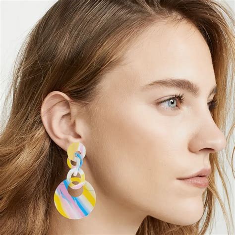 Colorful Pattern Round Dangle Earrings Y2k Party Style Temu Australia