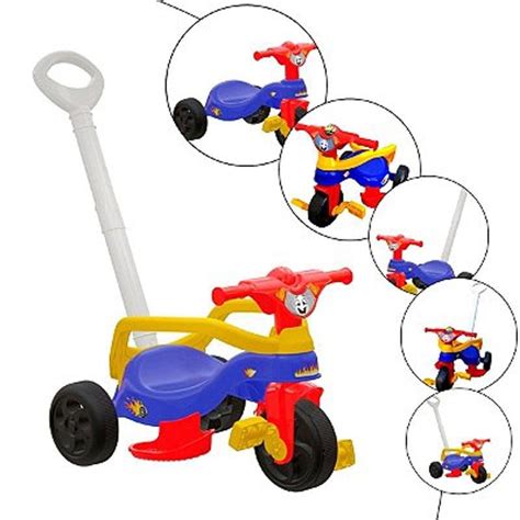 Triciclo Velotrol Infantil Tico Tico Bebe Motoca C Empurrado Pais E