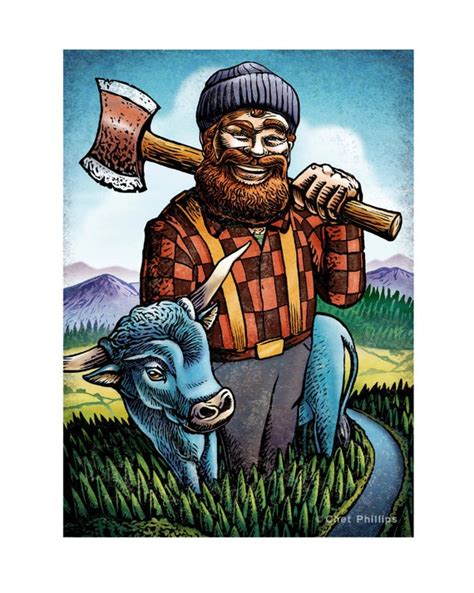 Paul Bunyan And Babe 8 X 10 Art Print Etsy