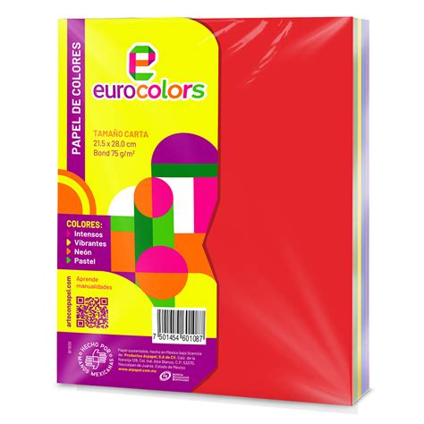 Papel Bond Carta Eurocolors 100 Hojas Colores Intensos Office Depot