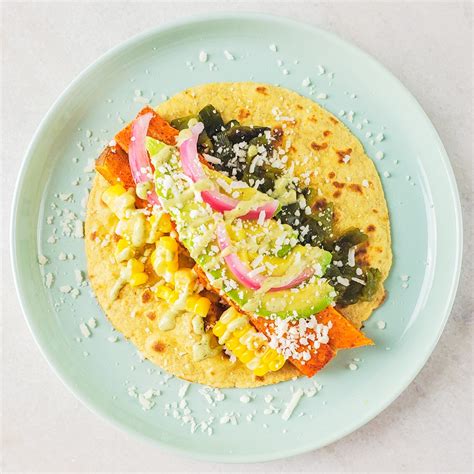 Sweet Potato Tacos With Poblano Cream Sauce Southern And Modern