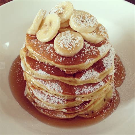 Caramel Banana Pancakes with Maple Syrup