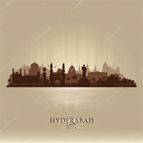 Hyderabad India city skyline vector silhouette Stock Vector Image by ...