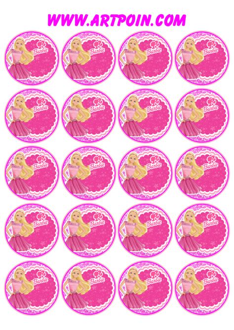 Boneca Barbie Adesivo Sticker Redondo Pronto Para Editar E Imprimir 20