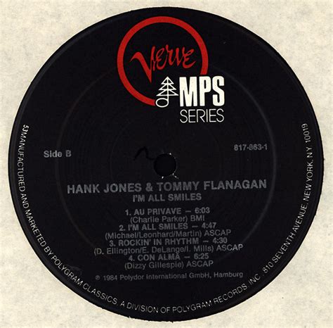 Hank Jones Tommy Flanagan Im All Smiles Used Vinyl High