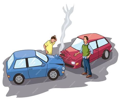 Premium Vector Illustration Showing Car Crash With Two People