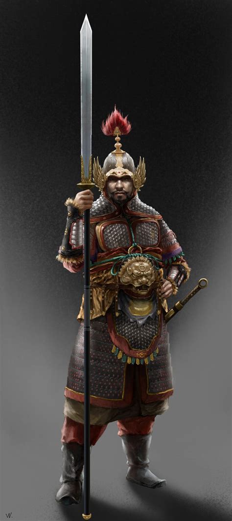 ArtStation Tang 大侠 王 Chinese armor Ancient china art Chinese warrior