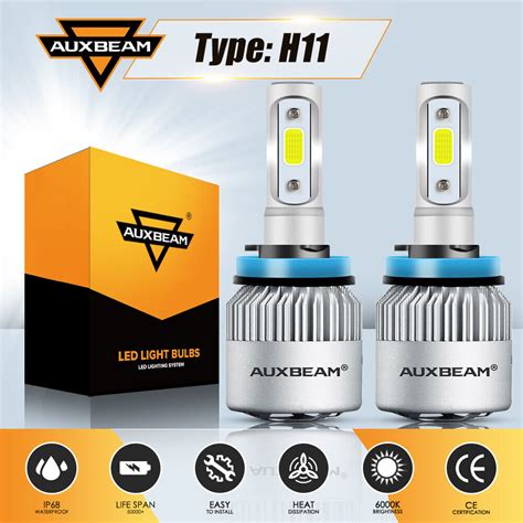 Auxbeam H Led Headlight Bulbs Conversion Kit W K H High H Low