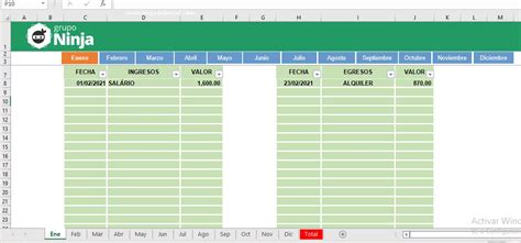 Plantilla De Ingresos Y Egresos Mensuales En Excel Ninja Del Excel