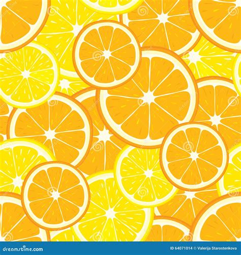 Vector Seamless Background With Orange And Lemon Slices Stock Vector