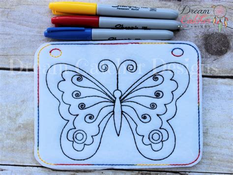 In The Hoop Butterfly Coloring Page Embroidery Design - The Creative Frenzy