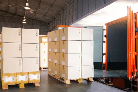 Premium Photo Packaging Boxes Stacked On Pallets Loading Into