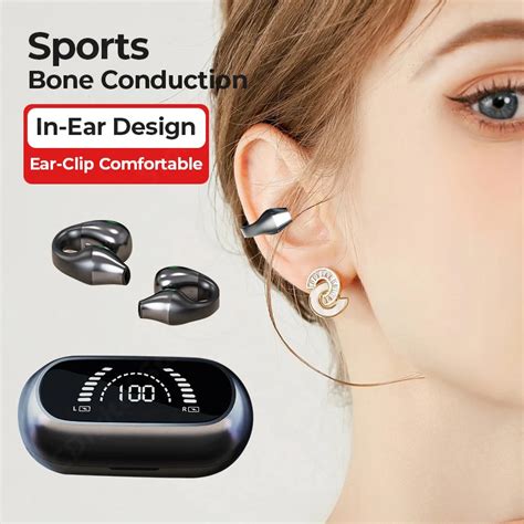 Tws Bone Conduction Bluetooth 5 2 Earphones Wireless Headphones Ear Clip With Mic Earhook