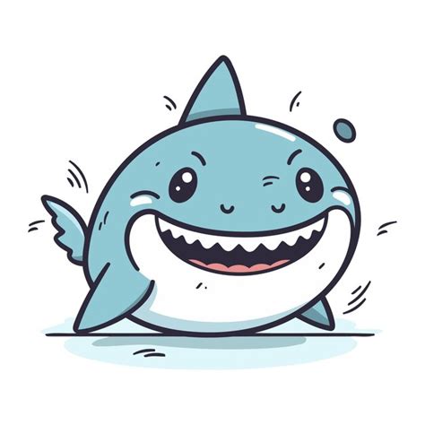 Premium Vector Cute Cartoon Shark Vector Illustration Isolated On White Background