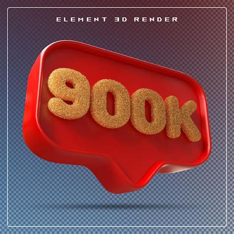 900k seguidores número rojo suscribirse icono 3d Archivo PSD Premium