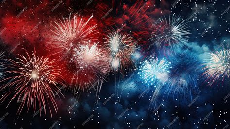 Premium AI Image | Sparkling red blue white celebration fireworks