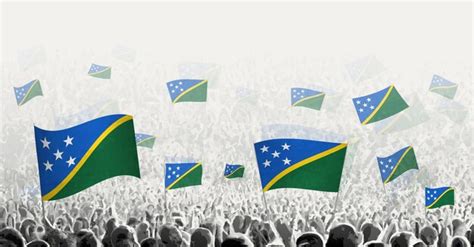 Premium Vector Abstract Crowd With Flag Of Solomon Islands