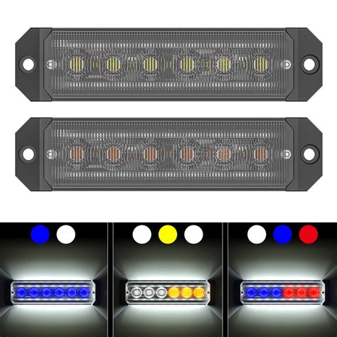 2pcs 24 Led Strobe Warning Side Light Strobe Grille Flashing Lightbar