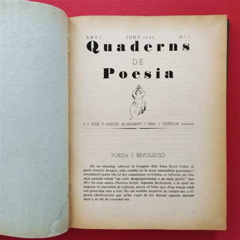 Quaderns De Poesia Quaderns De Poesia Jos V Foix T Garc S Maria