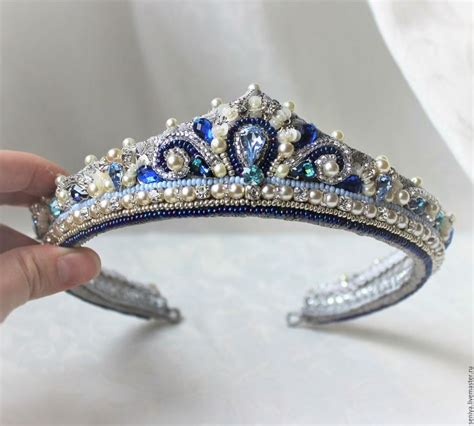 Синяя диадема-кокошник №12 в интернет-магазине Ярмарка Мастеров по цене ...