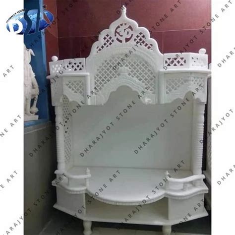 Indoor Rectangle White Ambaji Marble Jali Temple For Worship Size 2