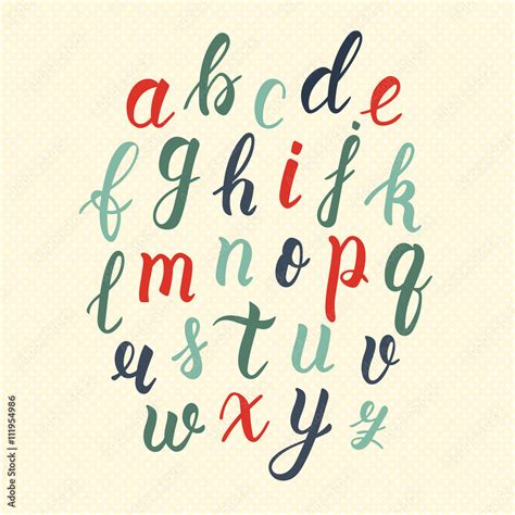 Hand drawn latin calligraphy brush script of lowercase letters in ...