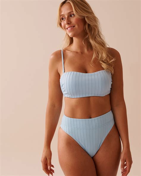 PASTEL BLUE Textured Bandeau Bikini Top Pastel Blue La Vie En Rose