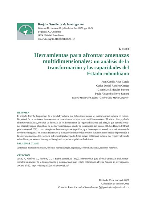 PDF Herramientas Para Afrontar Amenazas Multidimensionales Un