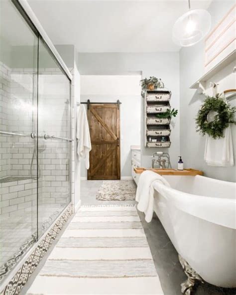 Farmhouse Bathroom With Tub Next To Shower Soul Lane