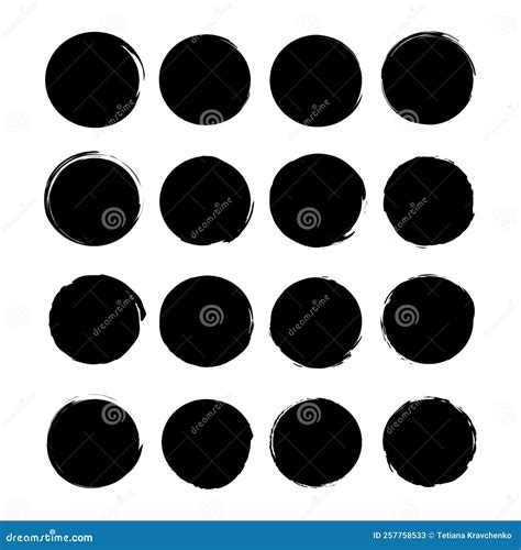 Brush Circles Round Shape Circle Frame Set Vector Illustration