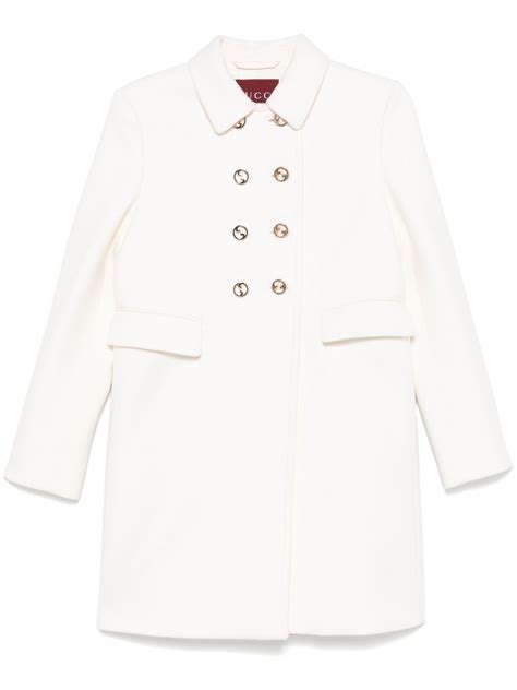 Gucci Interlocking G Buttons Coat White Farfetch