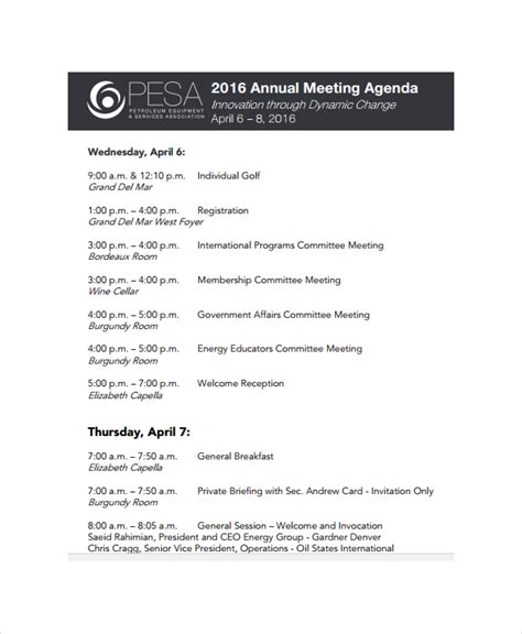 Annual Meeting Agenda Template 8 Free Word Pdf Documents Download