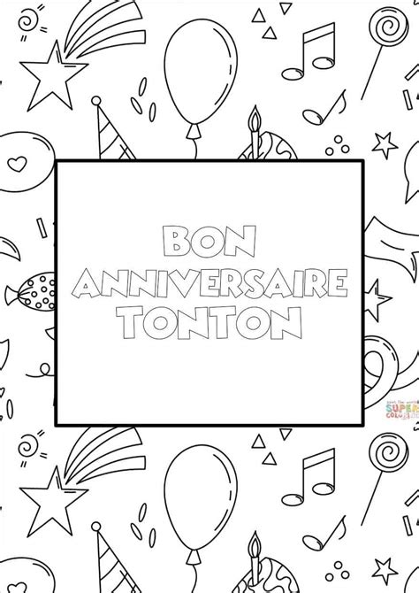 Coloriage Joyeux Anniversaire Tonton Cartes