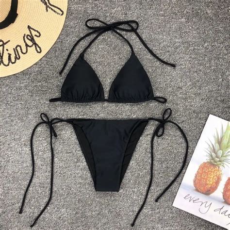 Lovemi Split Solid Color Sexy Bandage Bikini