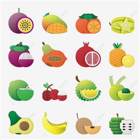 Tropical Set Vector Hd PNG Images Tropical Fruits Icon Set 02 Vector