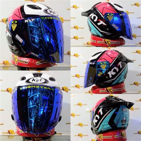 Jual Helm Kyt Dj Maru Motif Serie Black Orange Fluo Red Paket