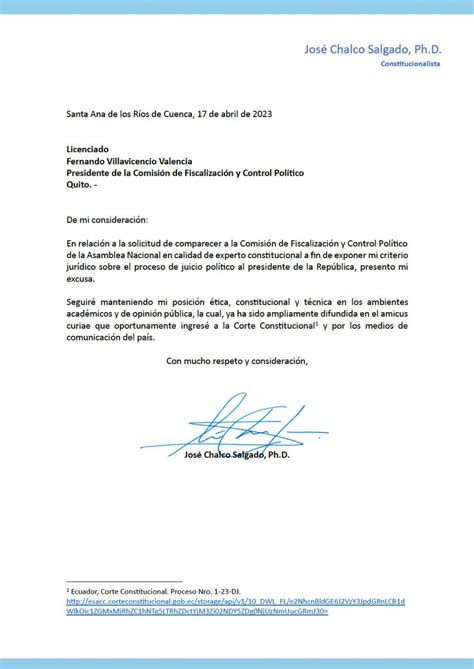 José Chalco Salgado on Twitter No asistiré a Comisión de