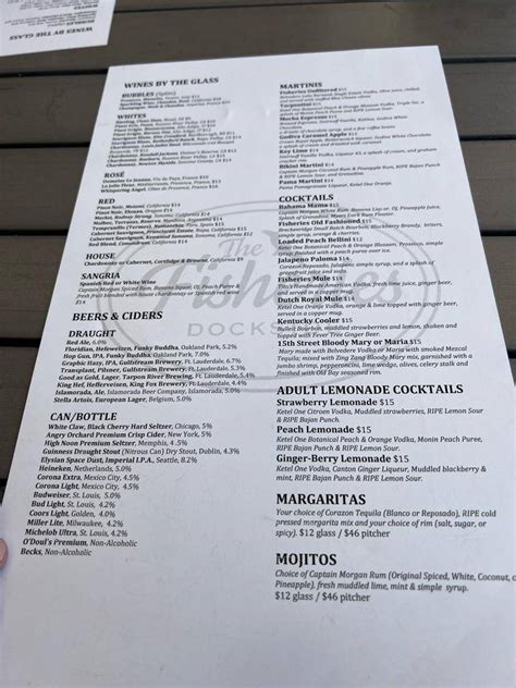 Menu at 15th Street Fisheries restaurant, Fort Lauderdale, SE 15th St