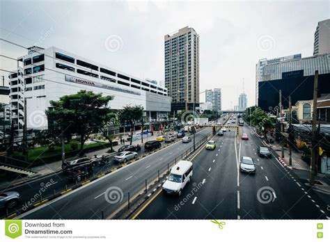 View Of Traffic Jam On Rush Hours In Sathorn Road Sathorn District