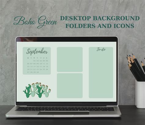 Boho Plants Desktop Wallpaper Organizer With Calendar Etsy