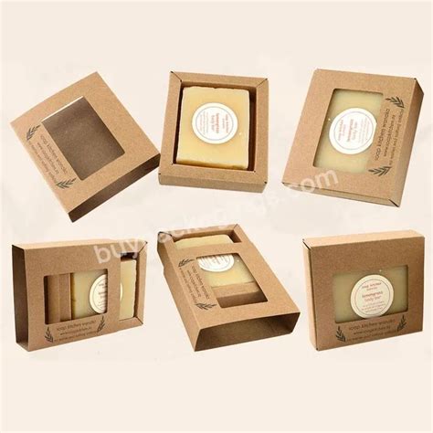 Custom Logo Eco Friendly Kraft Paper Soap Packaging Boxes With Window