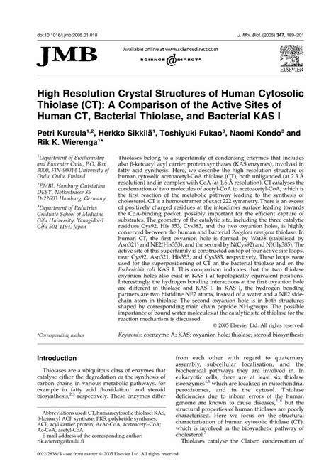 Pdf High Resolution Crystal Structures Of Human Cytosolic Thiolase