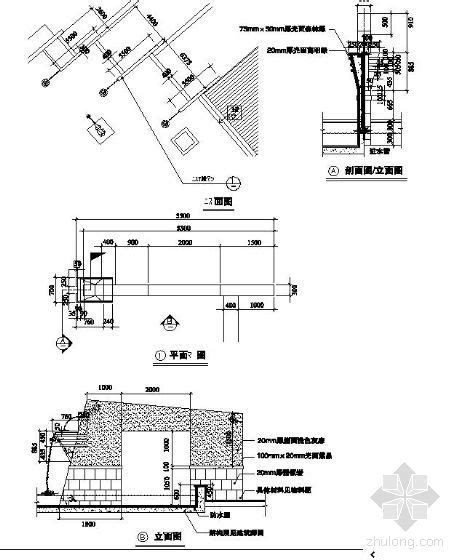 不规则景墙施工图 园林景观节点详图 筑龙园林景观论坛