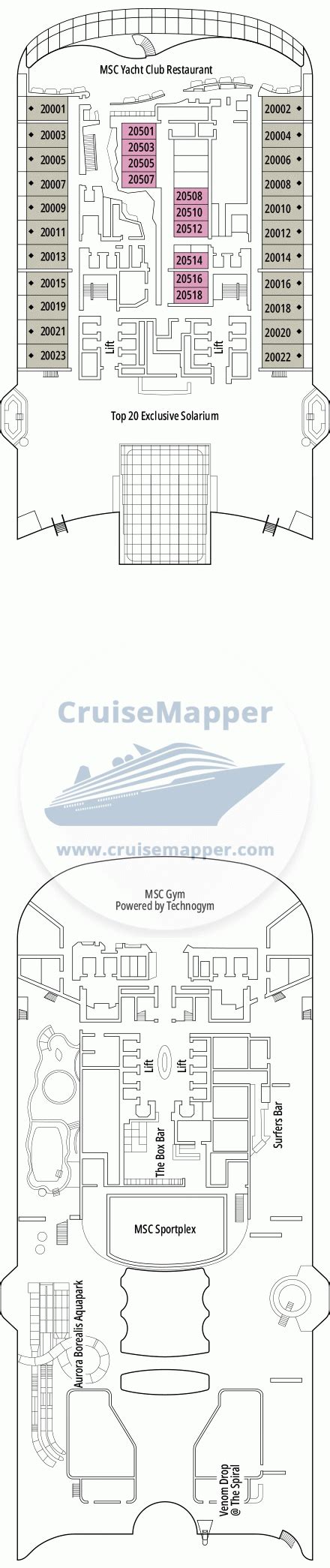 MSC World Europa deck 20 plan | CruiseMapper