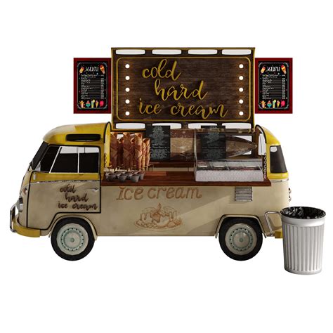 Foodtruck Yellow Cold Ice Cream - 3D Model by ppplux8