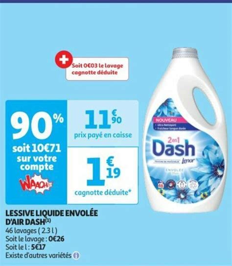 Promo LESSIVE LIQUIDE ENVOLÉE D AIR DASH ¹ chez Auchan