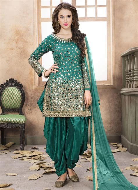 Buy Lace Work Designer Semi Patiala Salwar Suit Online