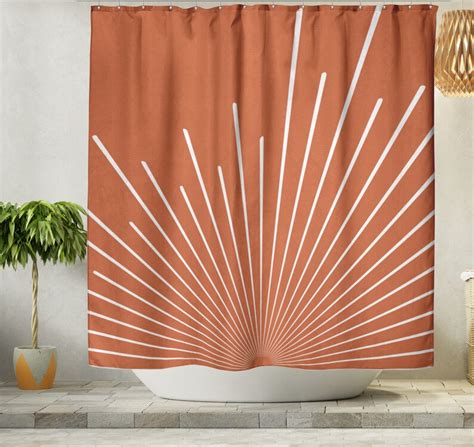 Boho Shower Curtain Terracotta Sunburst Bohemian Shower Etsy