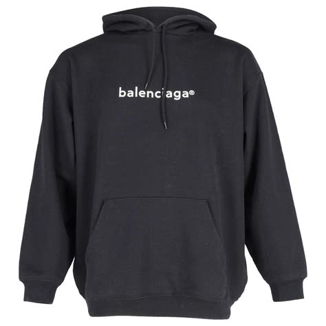 Balenciaga Sweat Capuche Copyright Logo Print En Coton Noir Ref